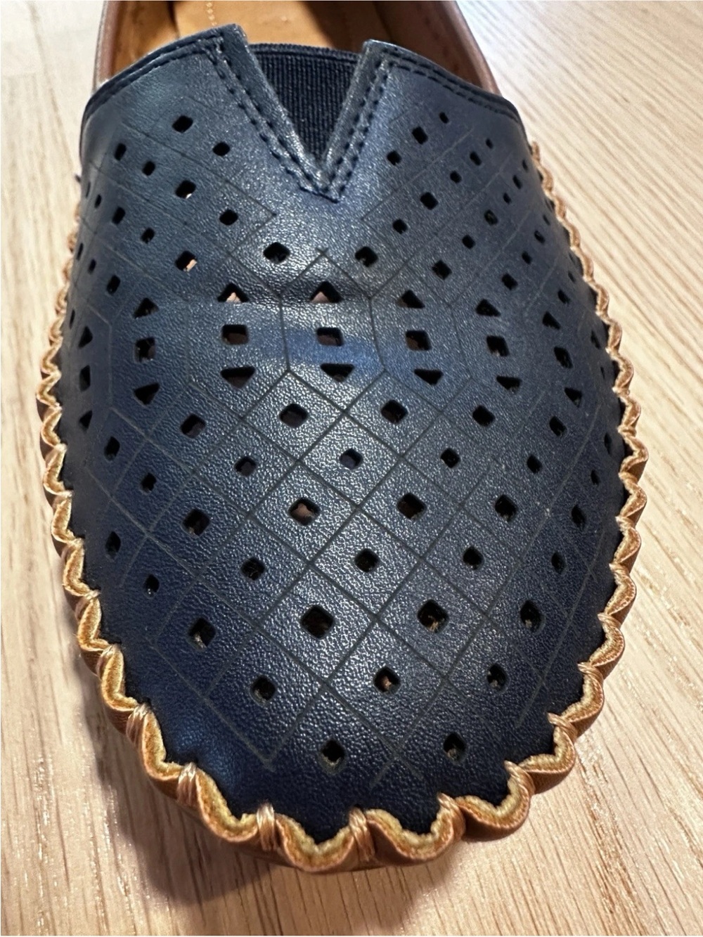 Patrizia by Spring Step Navy Blue Perforated Pavri Slip-On Loafers Size 6 - Picture 7 of 10